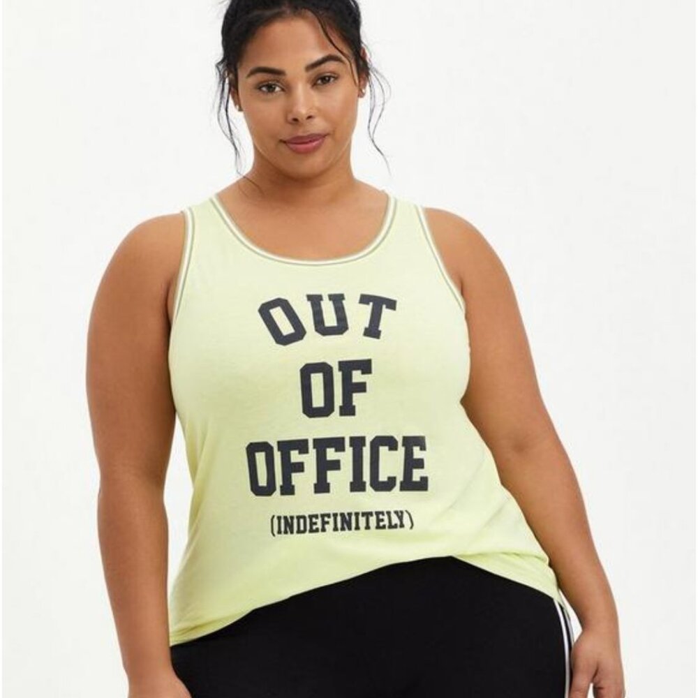 Torrid Size 4 (26W) “Out of the Office” Ringer Tank Classic Fit Neon Lime NWT